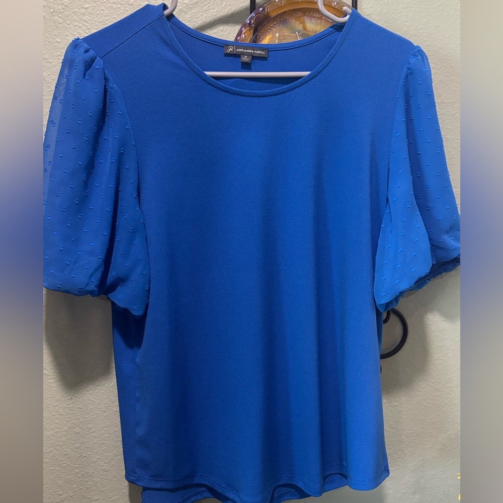 Adrianna Papell Cobalt Blue Puff Sleeve Blouse